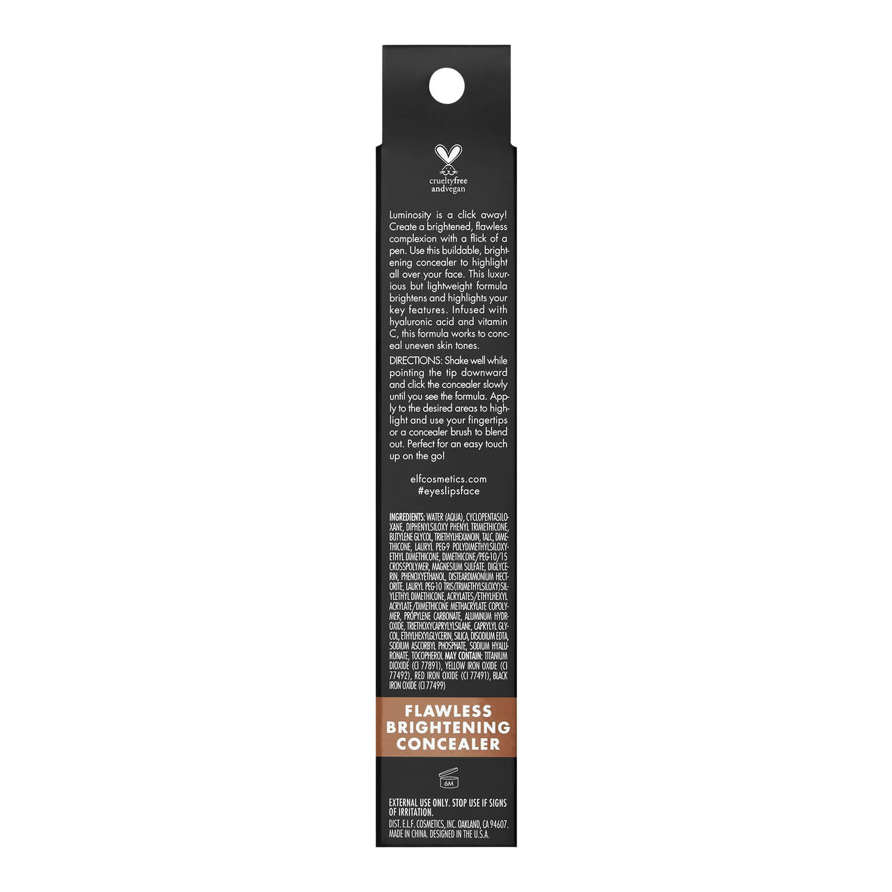 e.l.f. Flawless Brightening Concealer, Illuminating & Highlighting Face Makeup, Conceals Dark Under Eye Circles, Deep 50 W, 0.07 Fl Oz