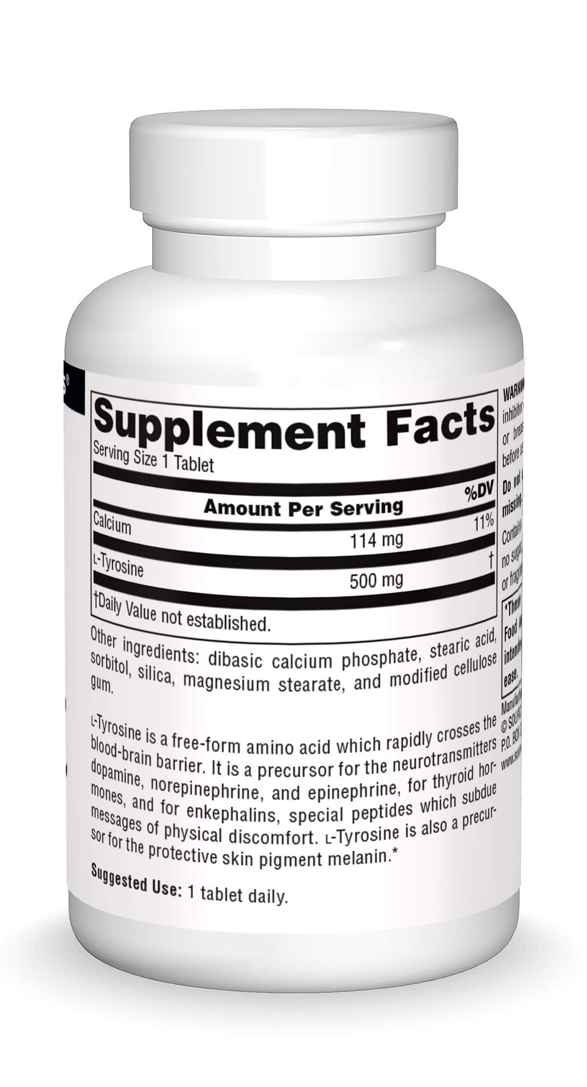 Source Naturals L-Tyrosine -Free Form Amino Acid Supplement - 50 Tablets