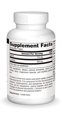 Thumbnail for Source Naturals L-Tyrosine -Free Form Amino Acid Supplement - 50 Tablets