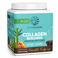 Thumbnail for Sunwarrior Vegan Collagen Building Powder Protein Peptide with Biotin Vitamin C Hyaluronic Acid for Hair Skin Nail Dairy Free Gluten Free | Chocolate