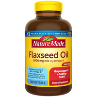 Thumbnail for Nature Made Flaxseed Oil 1000 mg, Fish Free Omega 3 Supplement, Dietary Supplement for Heart Health Support, 180 Softgels, 180 Day Supply