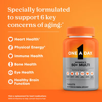Thumbnail for One A Day Multivitamin for Women 50 and Over Tablets, Womens Multivitamin 50 Plus with Vitamins D, C, E, Zinc & Biotin, Daily Vitamins for Woman 50+, 200 Ct (Packaging May Vary)