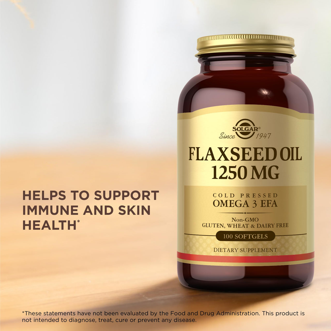 Solgar Flaxseed Oil 1250 mg - 100 Softgels, Pack of 3 - Concentrated Plant Source of Omega-3 Alpha-Linoleic Acid (ALA) - Non-GMO, Gluten Free - 150 Total Servings