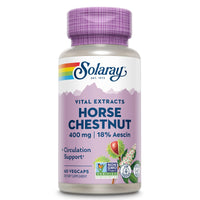 Thumbnail for Solaray Horse Chestnut Extract 400 mg - Standardized to 72 mg Aescin - With 55 mg of Butchers Broom - Vein and Blood Circulation Supplements - Vegan, Non-GMO, 60-Day Guarantee, 60 Servings, 60 VegCaps