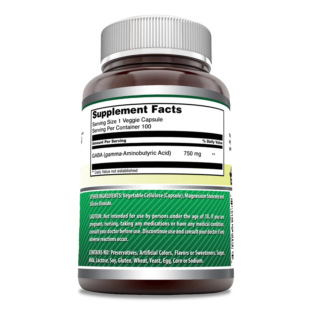 Amazing Formulas GABA Supplement | 750 Mg per Serving | 100 Veggie Capsules | Non-GMO | Gluten-Free | Made in USA | Ideal for Vegetarians