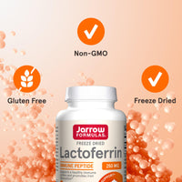 Thumbnail for Jarrow Formulas Lactoferrin Supplements 250 mg - Immune-Supporting Glycoprotein for Healthy Immune System Support & Iron Absorption - Freeze Dried, Gluten Free, Non-GMO - 60 Capsules (Servings)