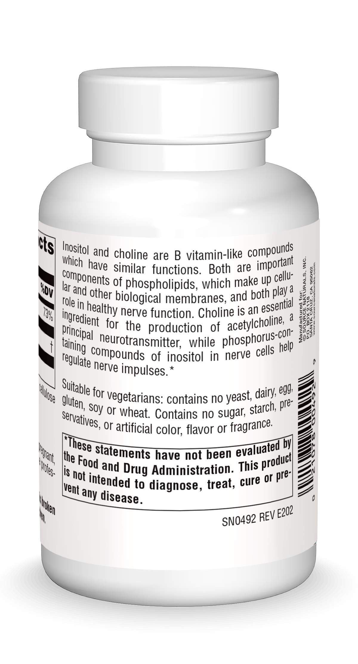 Source Naturals Inositol & Choline 800 mg Supports Healthy Nerve Function - 100 Tablets