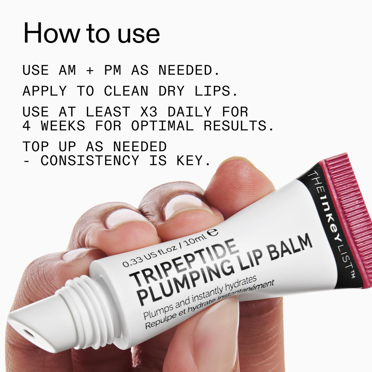 The INKEY List Tripeptide Plumping Lip Balm 10ml, Clinically Proven Plumping Tinted Lip Care, Hydrates Dry Cracked Lips, Vegan & Cruelty Free, Berry Tint