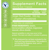 Thumbnail for The Vitamin Shoppe Ginger Root 550MG, Whole Herb Supplement (100 Capsules)