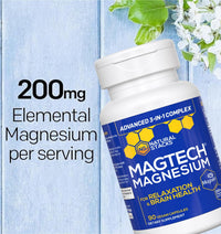 Thumbnail for Magtein Magnesium L-Threonate, Glycinate & Taurate – 200mg Chelated Magnesium Complex – MagTech Magnesium Supplement for Relaxation & Brain Health – 90 Capsules