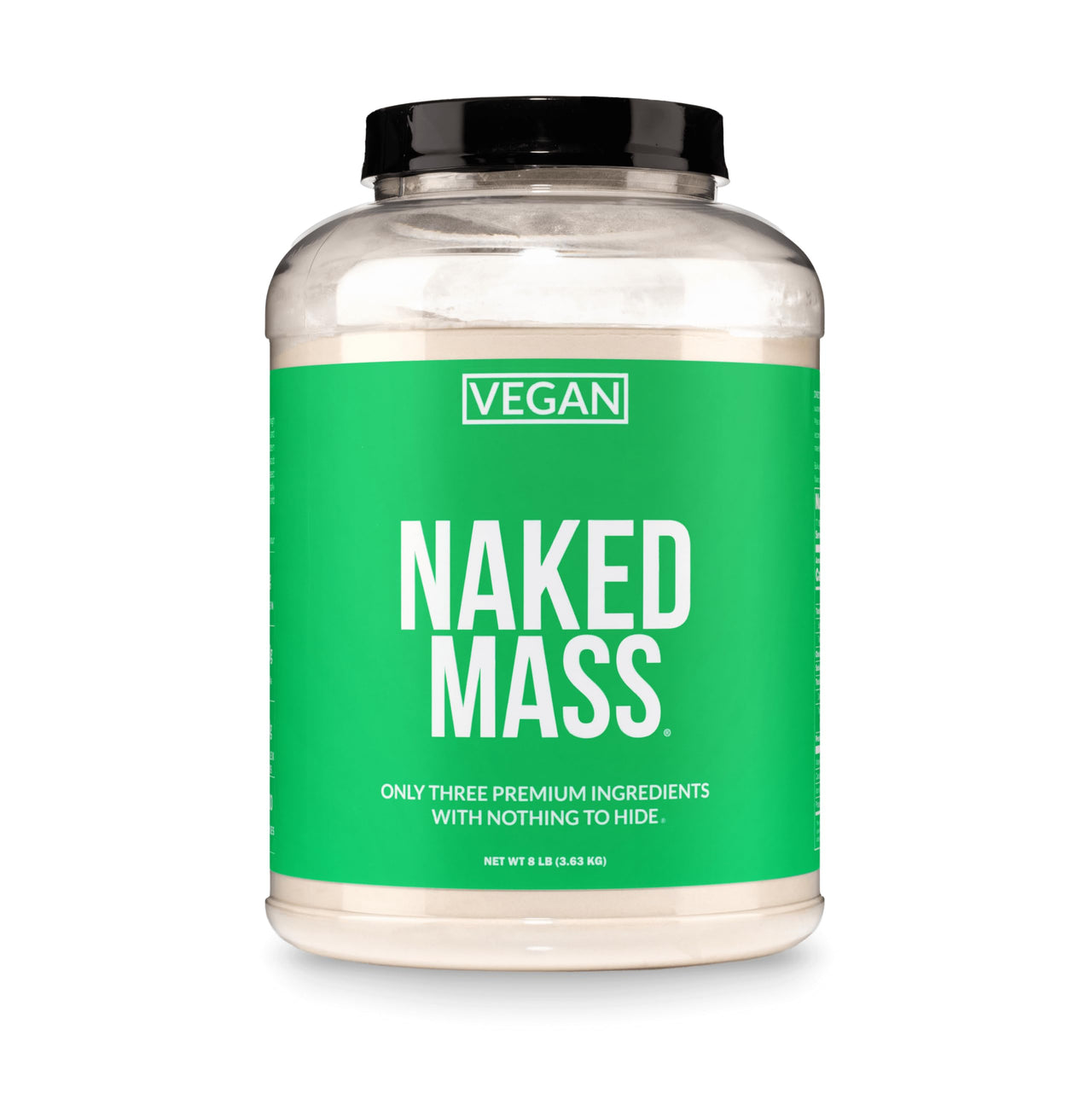 NAKED Vegan Mass - Natural Vegan Weight Gainer Protein Powder - 1,230 Calories, NSF Certified, Non-GMO, Soy & Gluten Free, No Artificial Ingredients - 8LB Bulk - 11 Servings