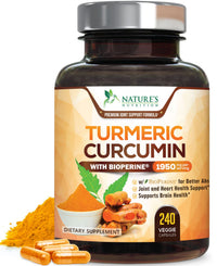 Thumbnail for Turmeric Curcumin Supplement 95% Curcuminoids - 1800mg Organic Turmeric Per Serving - BioPerine Black Pepper Extract for Best Absorption, Natural Joint Support, Non-GMO, Bottled in USA - 240 Capsules