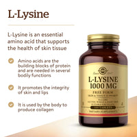 Thumbnail for Solgar L-Lysine 1000 mg, 100 Tablets - Enhanced Absorption and Assimilation - Promotes Integrity of Skin and Lips - Collagen Support - Amino Acids - Non GMO, Vegan, Gluten Free - 100 Servings