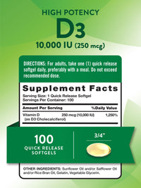 Thumbnail for Nature's Truth D3 Vitamin 10,000 IU Softgels Supplement | 100 Count | High Potency Formula | Non-GMO and Gluten Free