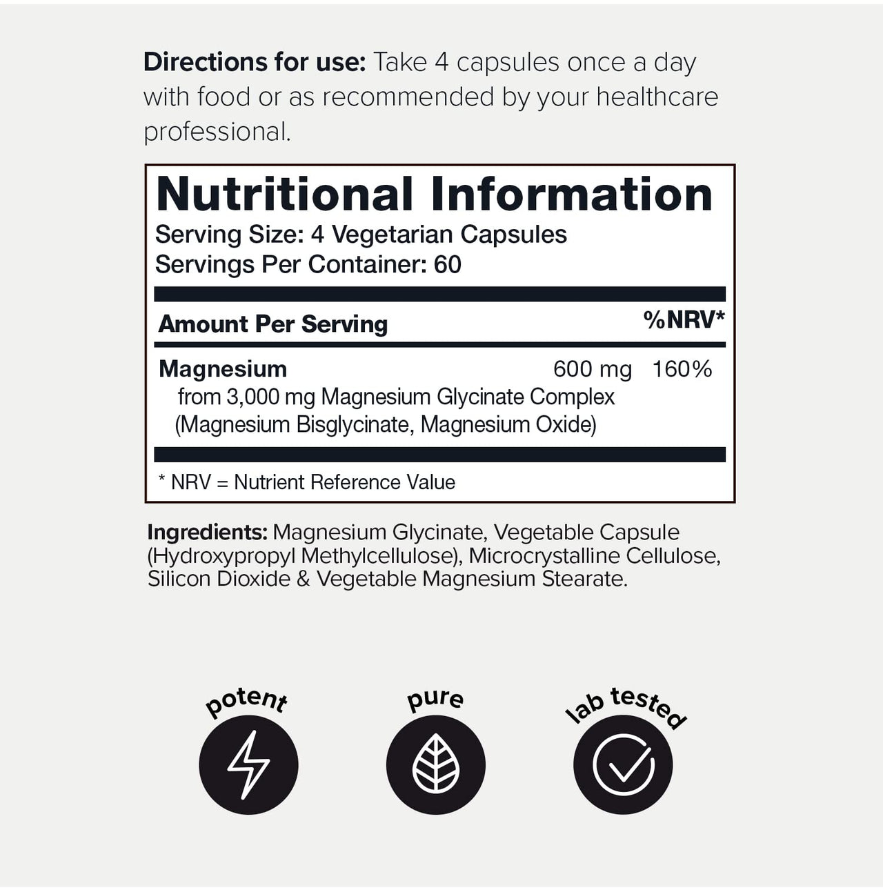 Toniiq 3,000mg Ultra High Strength Magnesium Glycinate - 20% Purified to Contain 600mg of Elemental Magnesium - Chelated and Bioavailable Magnesium Supplement - 240 Veggie Capsules