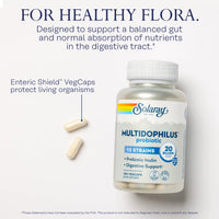 Thumbnail for Solaray Multidophilus 12 Strain Probiotic 20 Billion CFU, Probiotics for Digestive Health for Women and Men, Daily Gut Health Support Complex with Prebiotic Inulin, No Dairy - 100 VegCaps