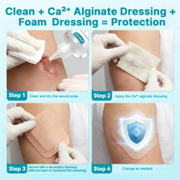 Thumbnail for Dimora Calcium Alginate Wound Dressing, 4'' x 4'' Patches,10 Individual Sterile Pads, Soft and Highly Absorbent Dressing Gauze, Non-Stick Padding