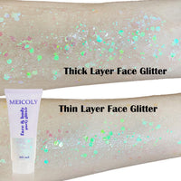 Thumbnail for MEICOLY Clear White Body Glitter,Singer Concerts Music Festival Rave Accessories,Mermaid Face Glitter Gel,Sequins Glitter Face Paint,Chunky Hair Sparkling Halloween Glitter Gel for Women,50ml