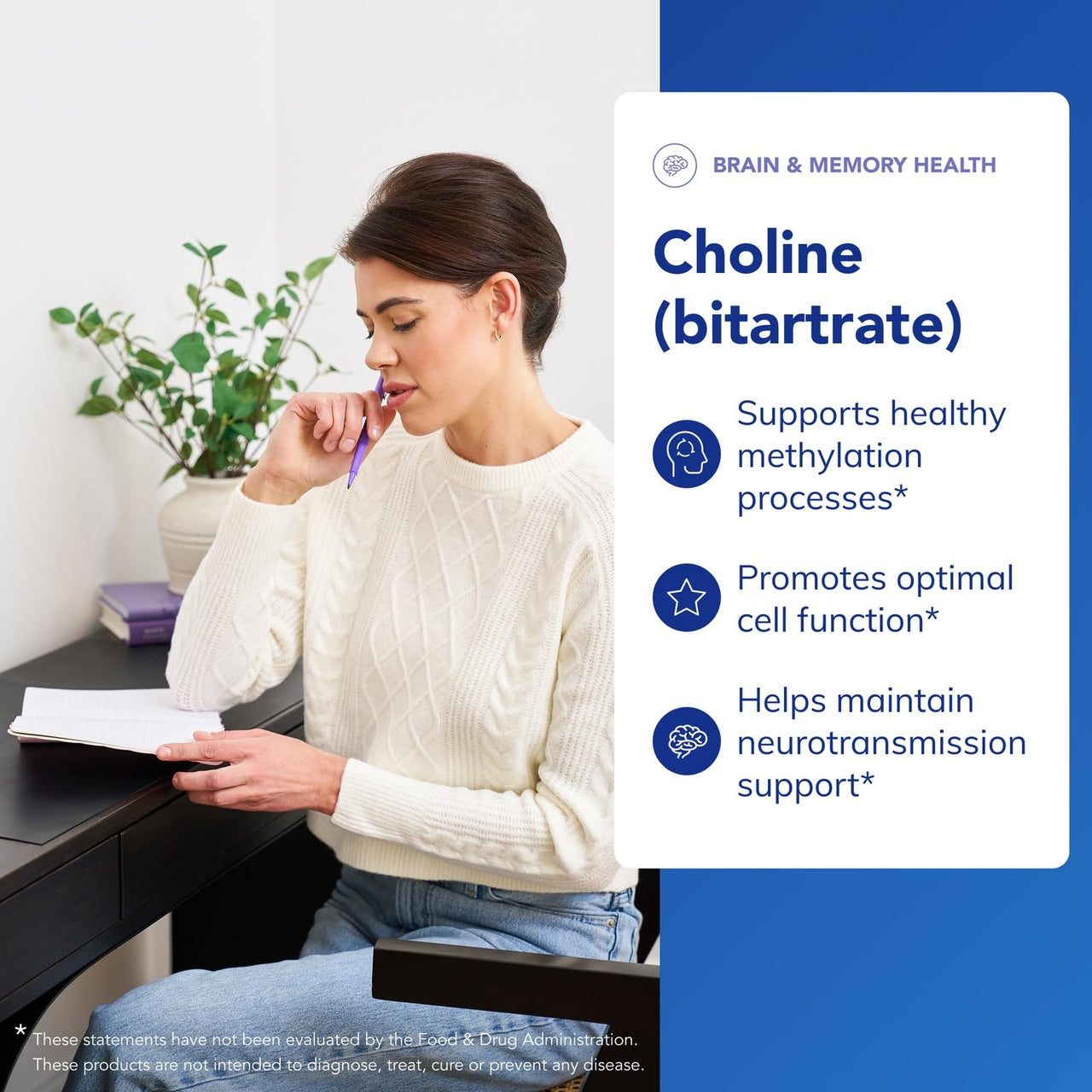 Pure Encapsulations Choline (Bitartrate) - 275 mg Choline (Bitartrate) - Supports Methylation, Brain Health & Cell Function* - Highly Bioavailable - Vegan & Non-GMO - 100 Capsules