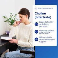 Thumbnail for Pure Encapsulations Choline (Bitartrate) - 275 mg Choline (Bitartrate) - Supports Methylation, Brain Health & Cell Function* - Highly Bioavailable - Vegan & Non-GMO - 100 Capsules