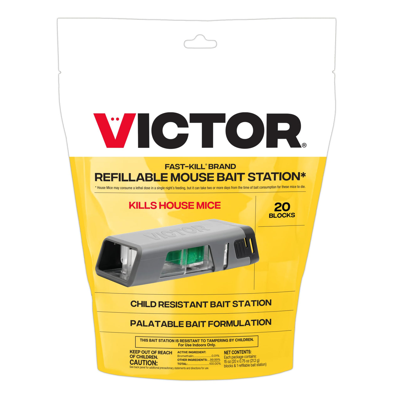 Victor Fast-Kill Brand Refillable Mouse Poison Bait Station - 20 Baits - Dual Entry Design - M923