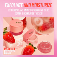 Thumbnail for Kaja Lip Bento Balm + Scrub | with Coconut Oil, Coral Finish, Moisturize, Exfoliate, Smoothes Lips, Compact Travel Size, Strawberry Rosé, 0.4 Oz