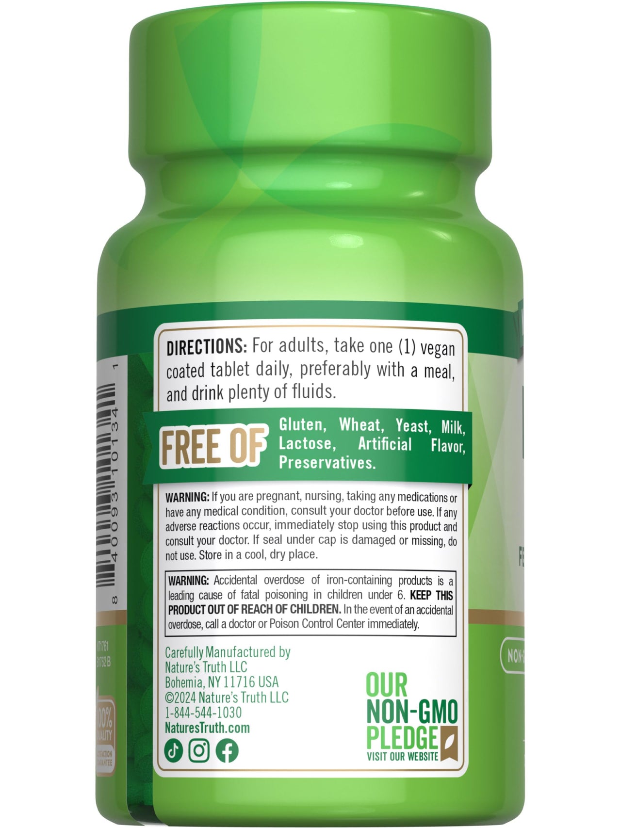Nature's Truth Iron Supplement | 65mg | 120 Tablets | 325mg Ferrous Sulfate | Non-GMO & Gluten Free Pills