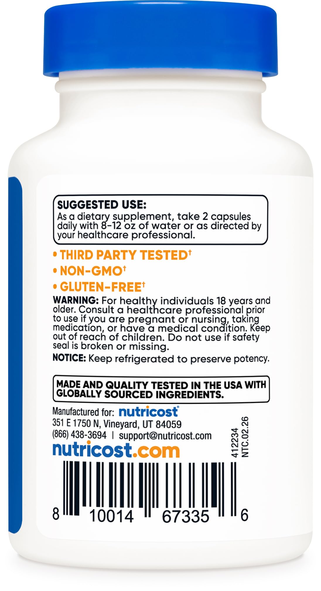 Nutricost NMN (Nicotinamide Mononucleotide) 500mg, 60 Capsules - Vegetarian Friendly, 30 Servings, Gluten Free, GMO Free