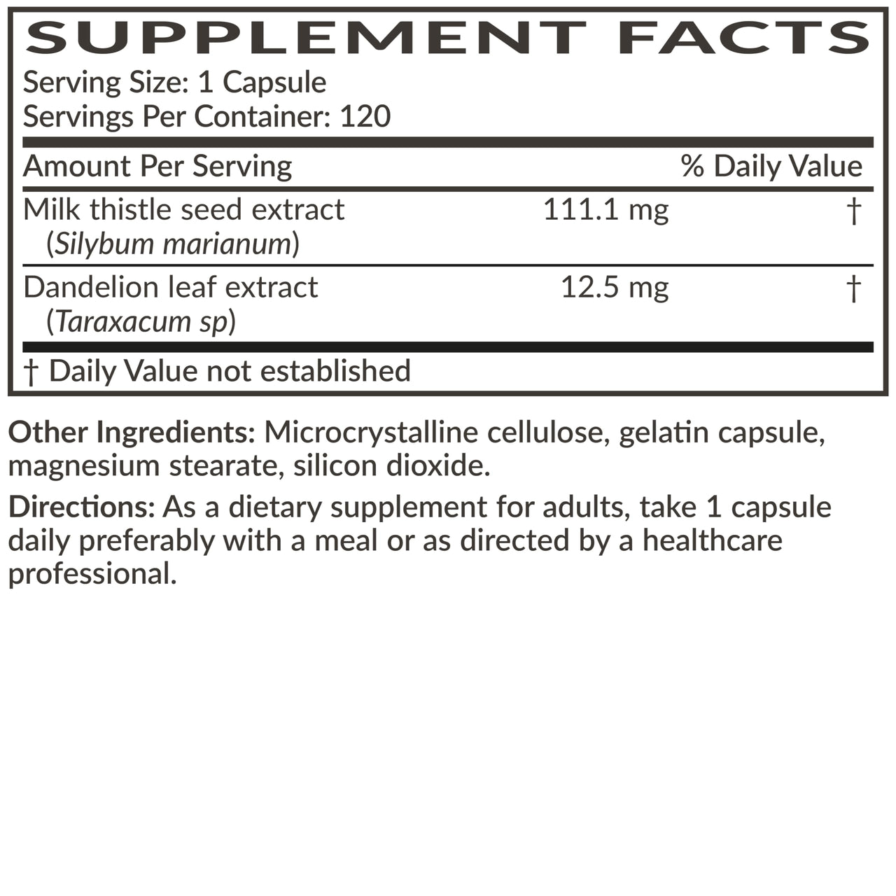 Futurebiotics Milk Thistle Silymarin Marianum & Dandelion Extract Liver Health Support, Antioxidant Support, Detox, 120 Capsules