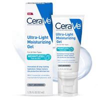 Thumbnail for CeraVe Ultra-Light Moisturizing Gel, Hydrating Gel Face Moisturizer For Men & For Women with Ceramides, Niacinamide, Hyaluronic Acid, Fragrance Free, Oil-Free, Mattifying Moisturizer, 1.75 FL Oz
