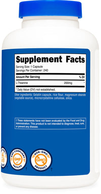 Thumbnail for Nutricost L-Theanine 200mg, 240 Capsules - Double Strength
