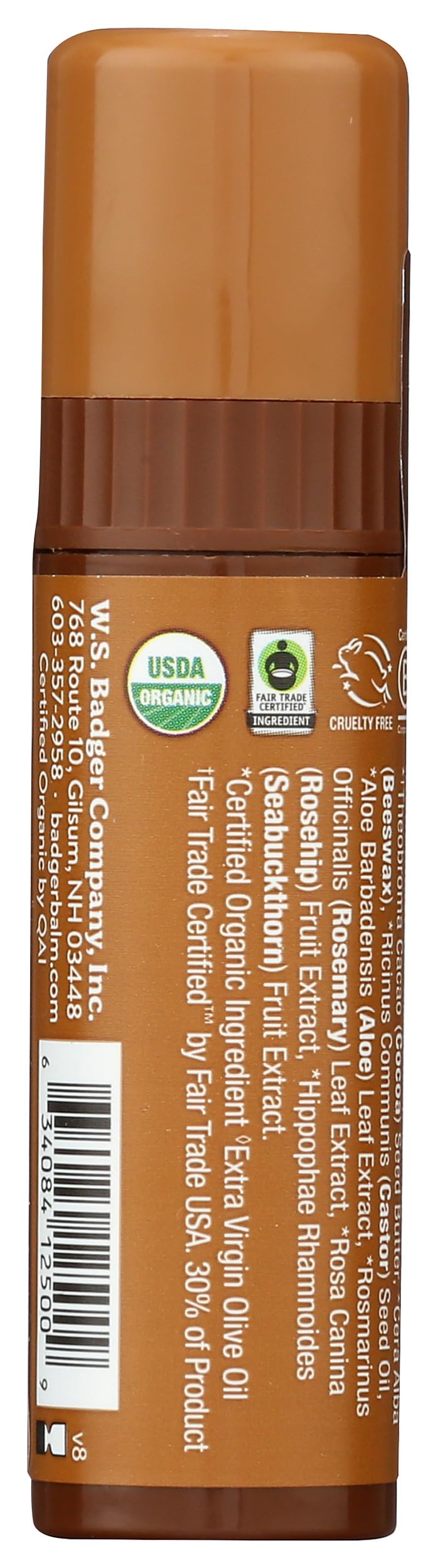Badger, Creamy Cocoa Lip Balm Stick, 0.25 Ounce