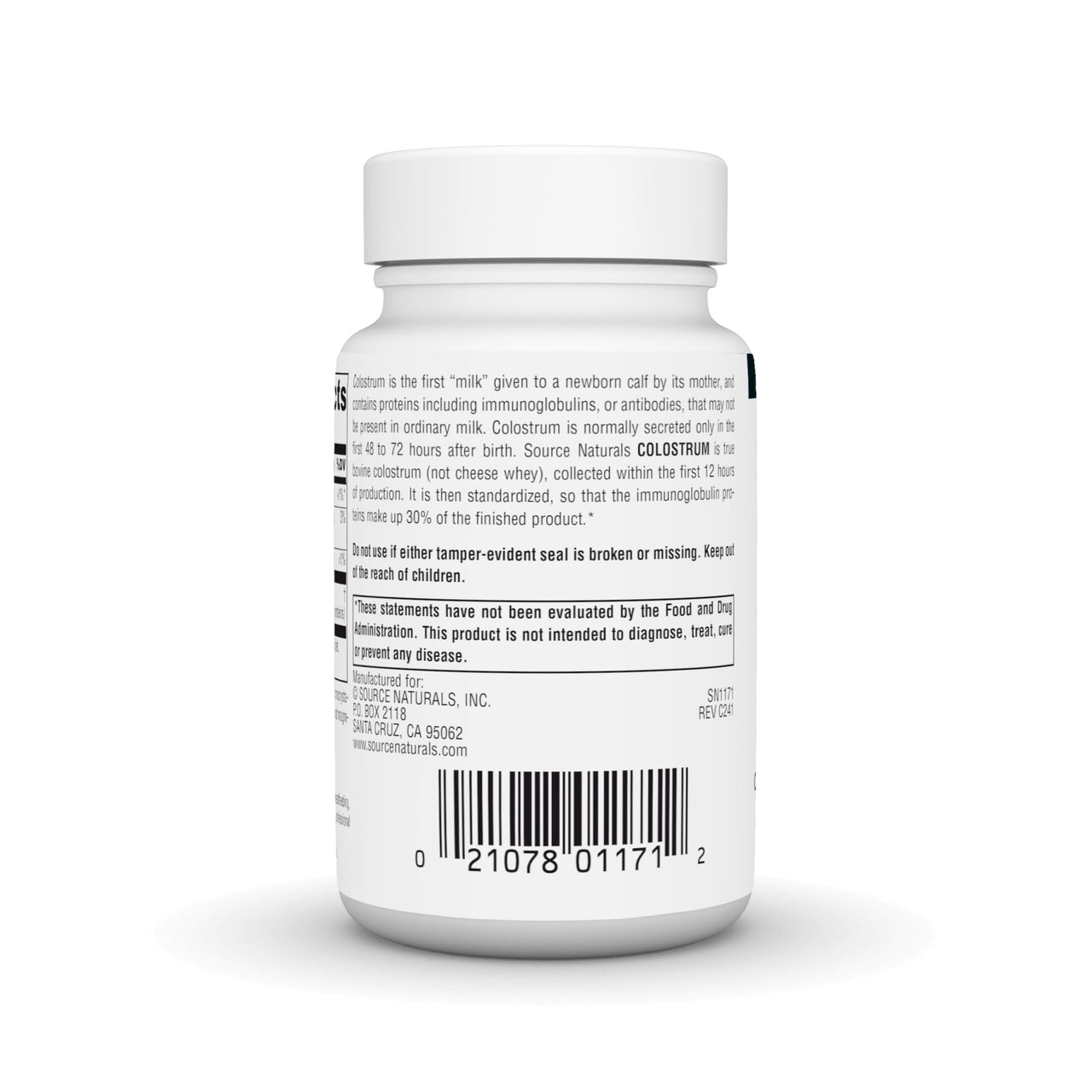 Source Naturals Colostrum - Contains 30 Percent Immunoglobulins - 650 mg -30 Tablets