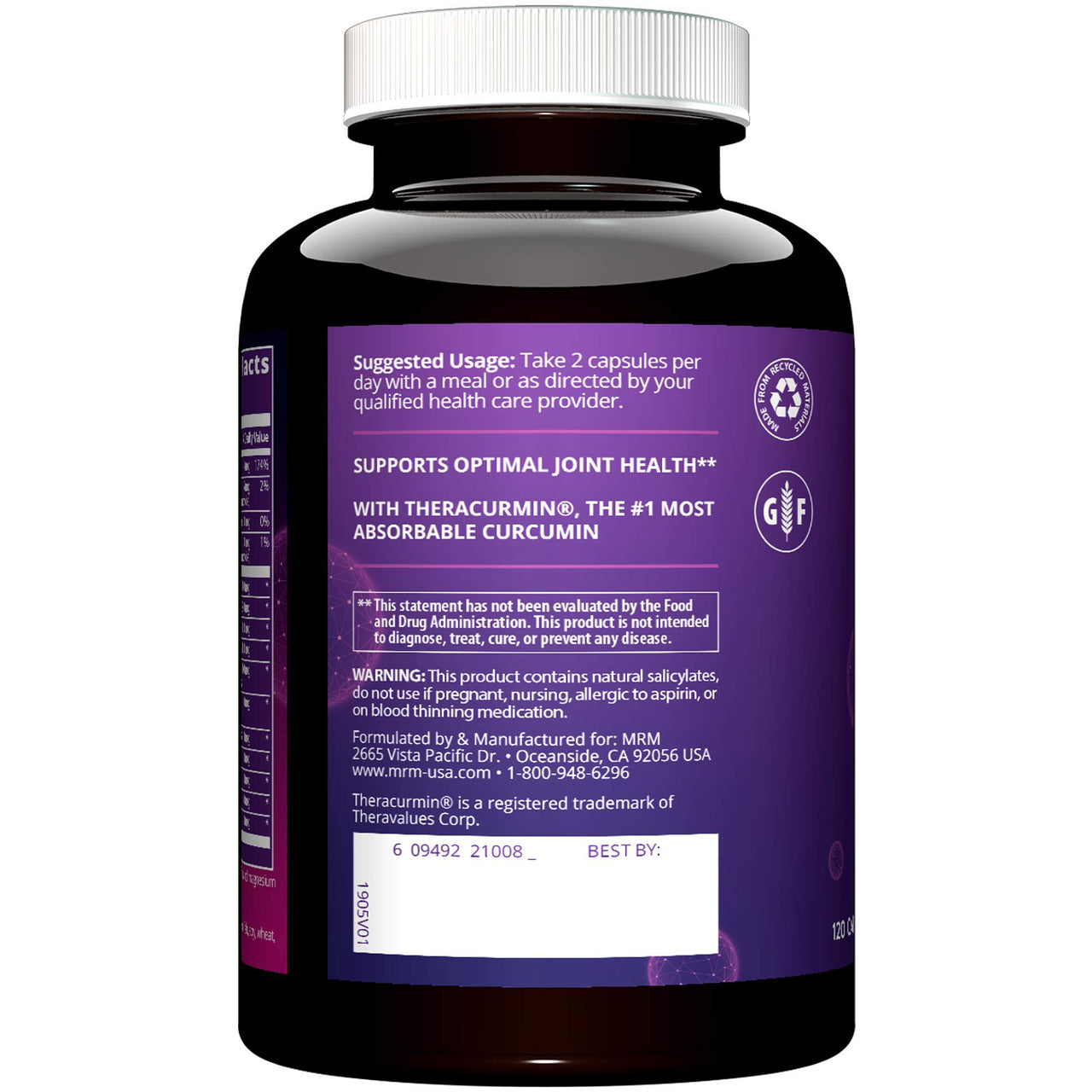 MRM Joint Synergy + Joint Health Supplement - For Women & Men - with Glucosamine, Chondroitin, MSM, Turmeric & Collagen, Healthy Mobility Support, Aids Flexibility & Comfort, Gluten‑Free - 60 Servings
