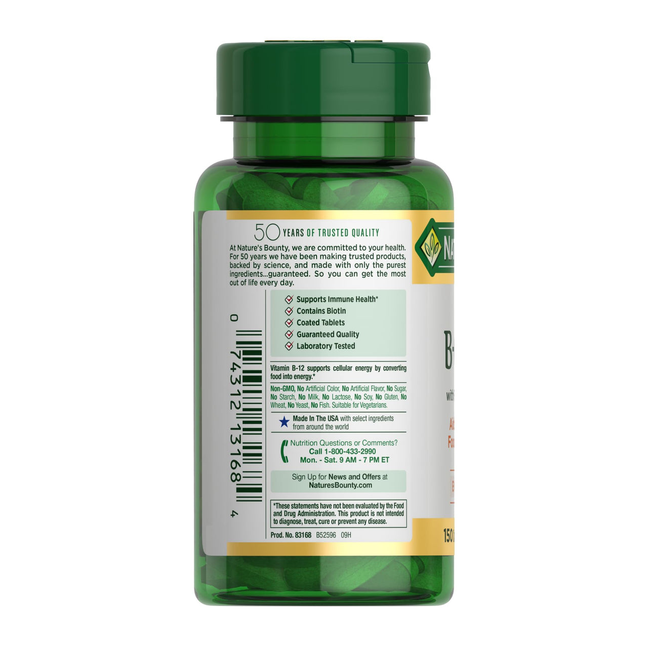 Nature's Bounty Super B Complex Vitamins with Vitamin C & Folic Acid, Vitamins for Immune & Cellular Energy Support, 150 Tablets