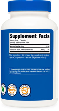 Thumbnail for Nutricost Potassium Citrate 99mg, 240 Capsules - Gluten Free, Non-GMO