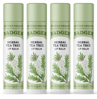 Thumbnail for Badger Tea Tree Classic Lip Balm, 100% Organic Lip Balm, Moisturizing Herbal Lip Care w/Light Silky Texture, Soothing & Refreshing Lip Care for Irritated or Chapped Lips, 4 Pack