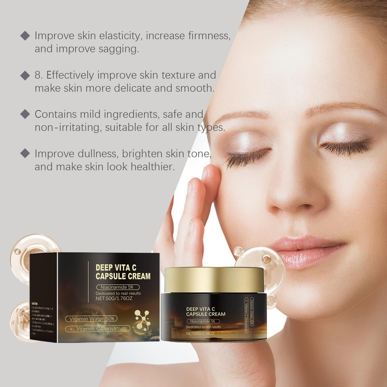 Deep Vitamin C Golden Capsule Face Moisturizer | Liposome Capsules For Wrinkles & Skin Radiance |Vitamin C Lotion for Instant Glow| Transparent Gel for Glow Hydration (1 pcs)