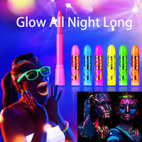 Thumbnail for 12 PCS Glow Face Body Paint, Glow In The Dark Under UV Black Light Sticks Makeup Neon Face Painting Kits for Adult Halloween Festival Accessory Glow Party Supplies