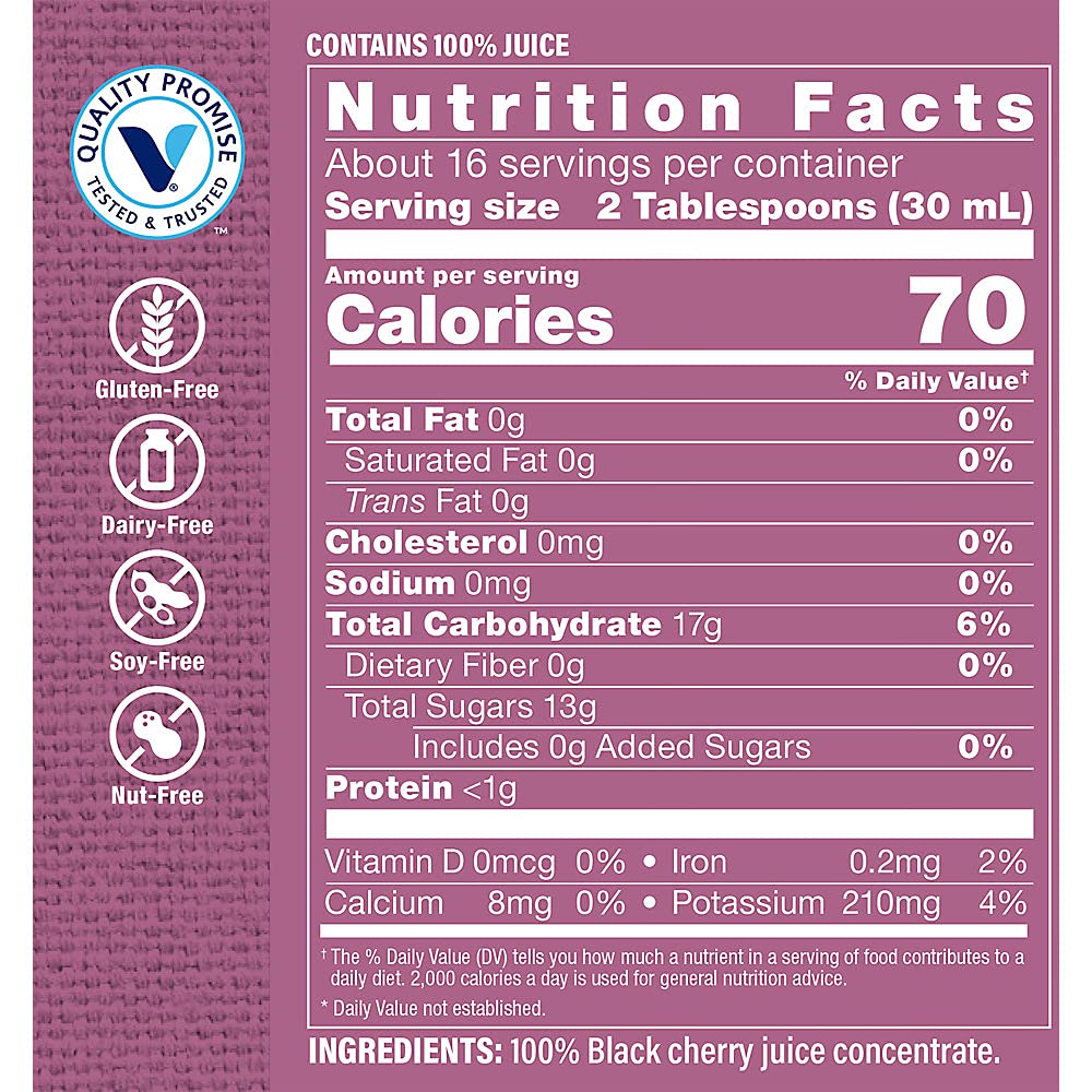 The Vitamin Shoppe Black Cherry Concentrate, 100% Juice Concentrate, Natural Foods Superfood That Supports Urinary Tract (16 Fluid Ounces Liquid)