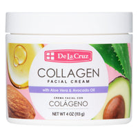Thumbnail for De La Cruz Collagen Facial Cream with Aloe Vera and Avocado Oil, Paraben-Free and Dye-Free Moisturizer with Seven Hydrating Ingredients, 4 oz