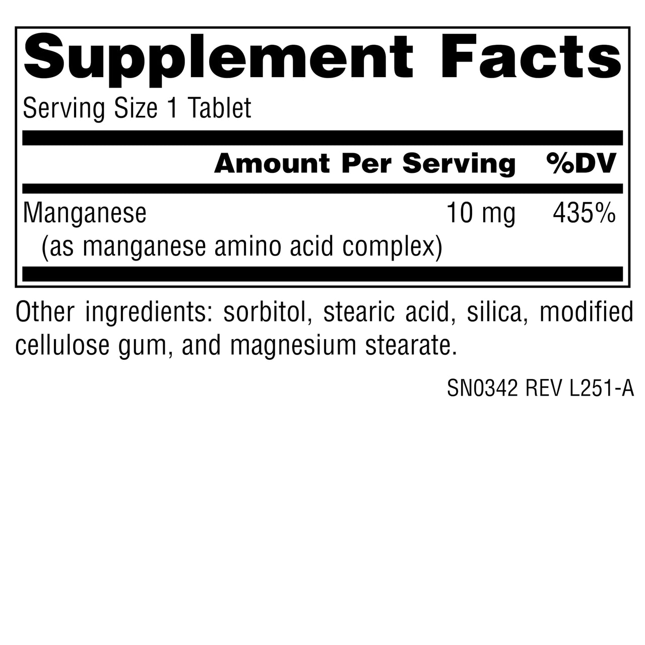 Source Naturals Manganese, Amino Acid Complex - Supports Energy Production* - 10 mg - 100 Tablets