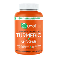 Thumbnail for Qunol Turmeric and Ginger Capsules, 1000mg Turmeric Supplement, Ultra High Absorption to Support Joint Health, #1 Doctor Recommended Form of Turmeric Curcumin, 120 Count (Pack of 1)