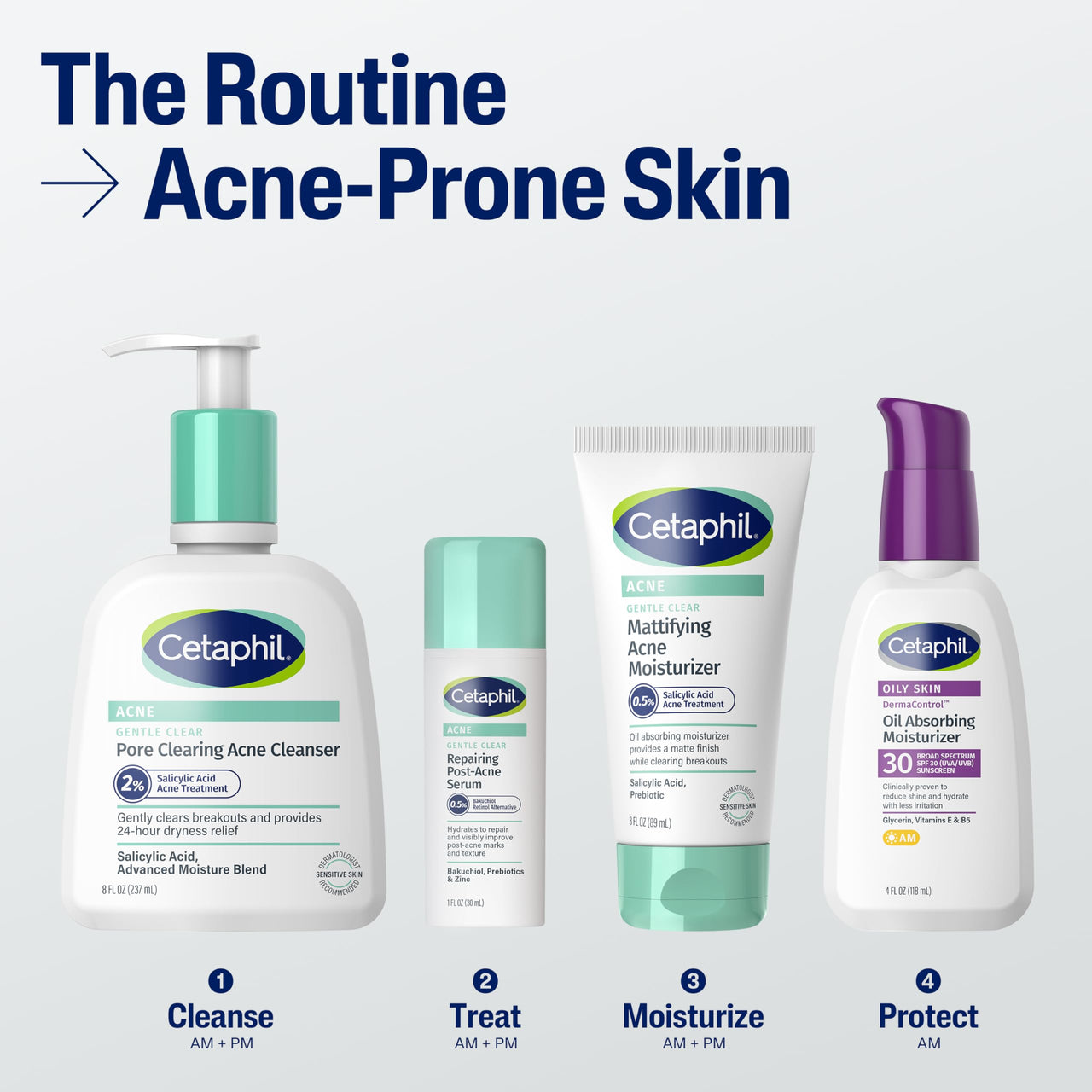 Cetaphil Gentle Clear Pore Clearing Acne Cleanser, Foaming Gel Cleanser for Sensitive, Acne-Prone Skin, 8 Fl Oz Pump Bottle, 2% Salicylic Acid, Gently Exfoliates, Dermatologist Recommended Brand