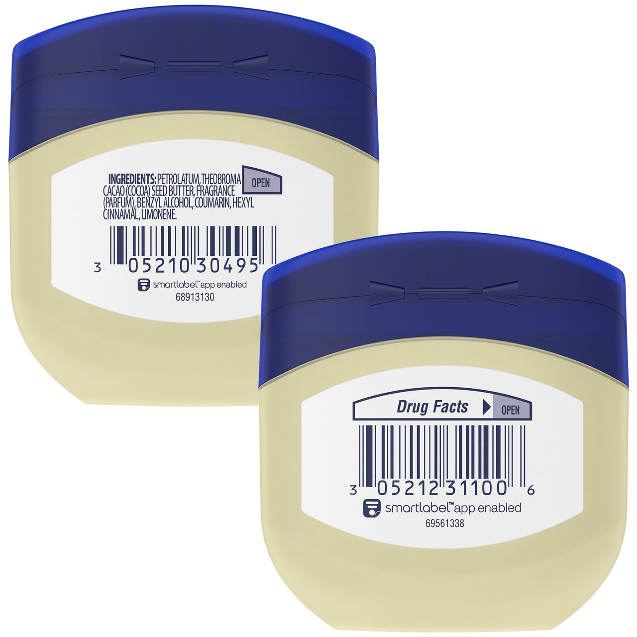Vaseline Original & Cocoa Butter Healing Jelly Travel-Size Variety 4-Pack – Rich Moisturizing Ointment, Skin Protectant for Soothing Cracked, Dry Skin, 1.75 Oz Ea