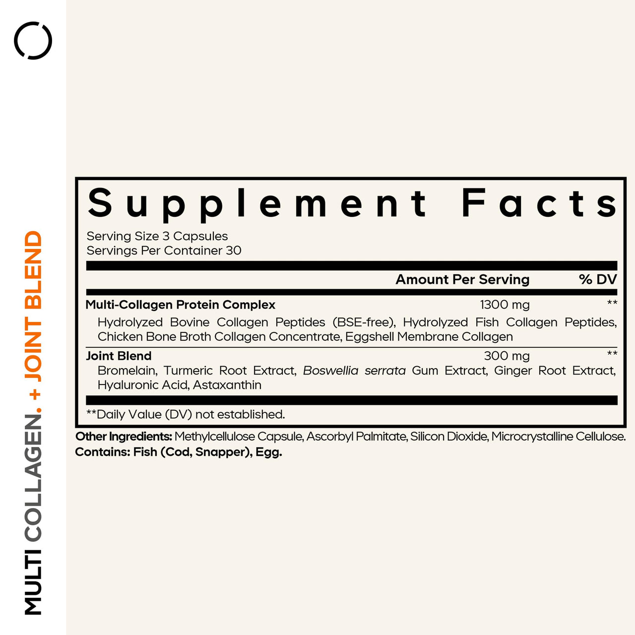 Codeage Multi Collagen Protein + Joint Blend Supplement, Hyaluronic Acid, Bromelain, Turmeric, Ginger, Boswellia, Astaxanthin - Hydrolyzed Bovine Collagen - 5 Collagen Types - Non-GMO - 90 Capsules