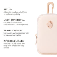 Thumbnail for Touchette Zippered Pouch, Attachable Fashion Accessory with Snap Hook for Touchland Hand Sanitizer 1FL OZ., Blush Pink