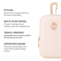 Thumbnail for Touchette Zippered Pouch, Attachable Fashion Accessory with Snap Hook for Touchland Hand Sanitizer 1FL OZ., Blush Pink