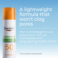 Thumbnail for Eucerin Sun Clear Skin Face Sunscreen Lotion SPF 50 for Acne Prone and Oily Skin, Lightweight Sunscreen with Oil-Absorbing Minerals, Won't Cause Breakouts, Hypoallergenic, 2.5 Fl Oz Bottle
