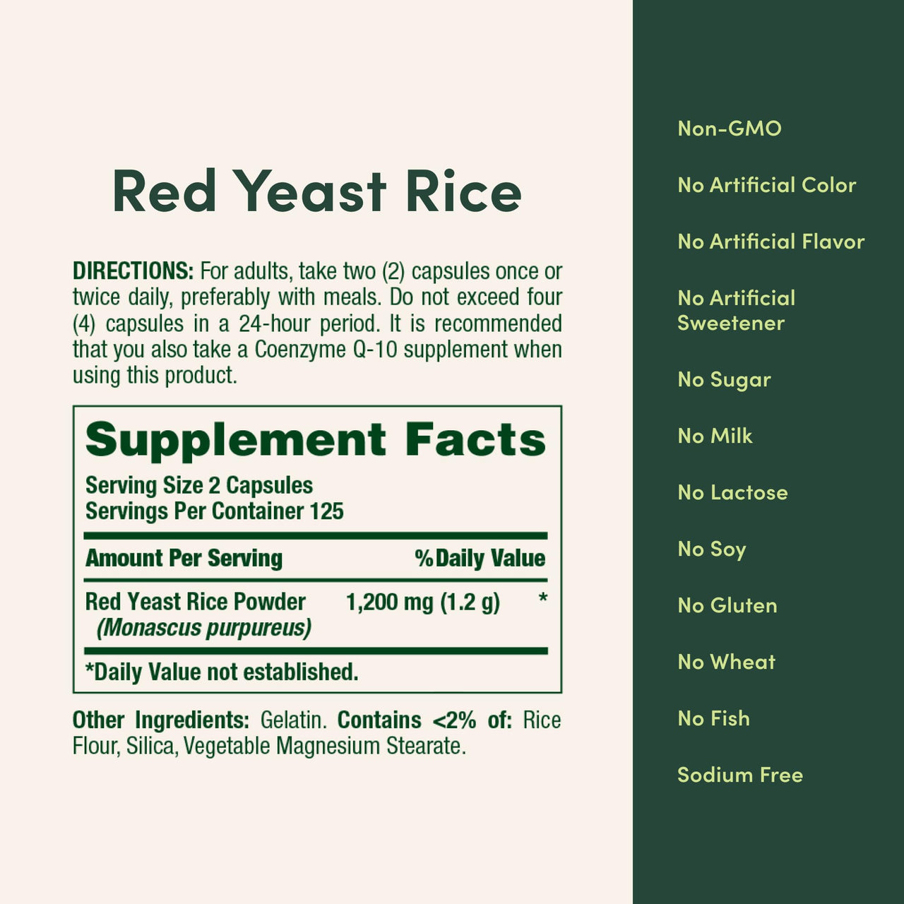 Nature's Bounty Red Yeast Rice, Herbal Supplement, 600mg, 250 Capsules
